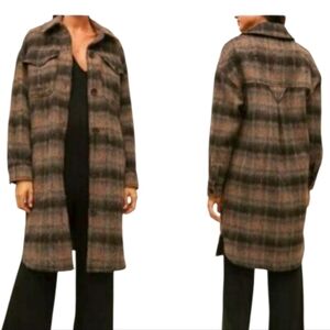 7 For All Mankind Checkered Utility Jacket in Brown and Black